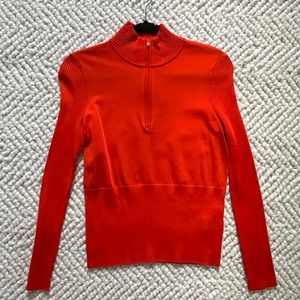 Ganni / 3/4 Zip Knit long sleeve / Big Apple Red / Small / NWT
